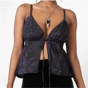 Killstar Cosmic Occult Tie-Front Top